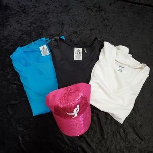 Workout  shirts  & hat. Adidas,Reebok. Large